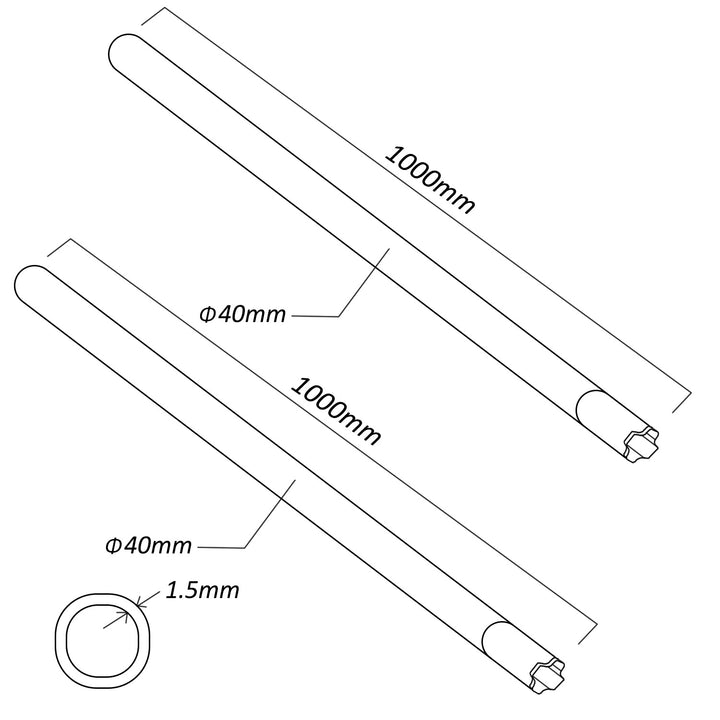 MCTV-932 2x Verzinkt stalen antennemast met mogelijkheid tot verlenging Buisdiameter 40mm, buisdikte 1,5mm (Lengte: 200cm (100 cm + 100cm)) ...