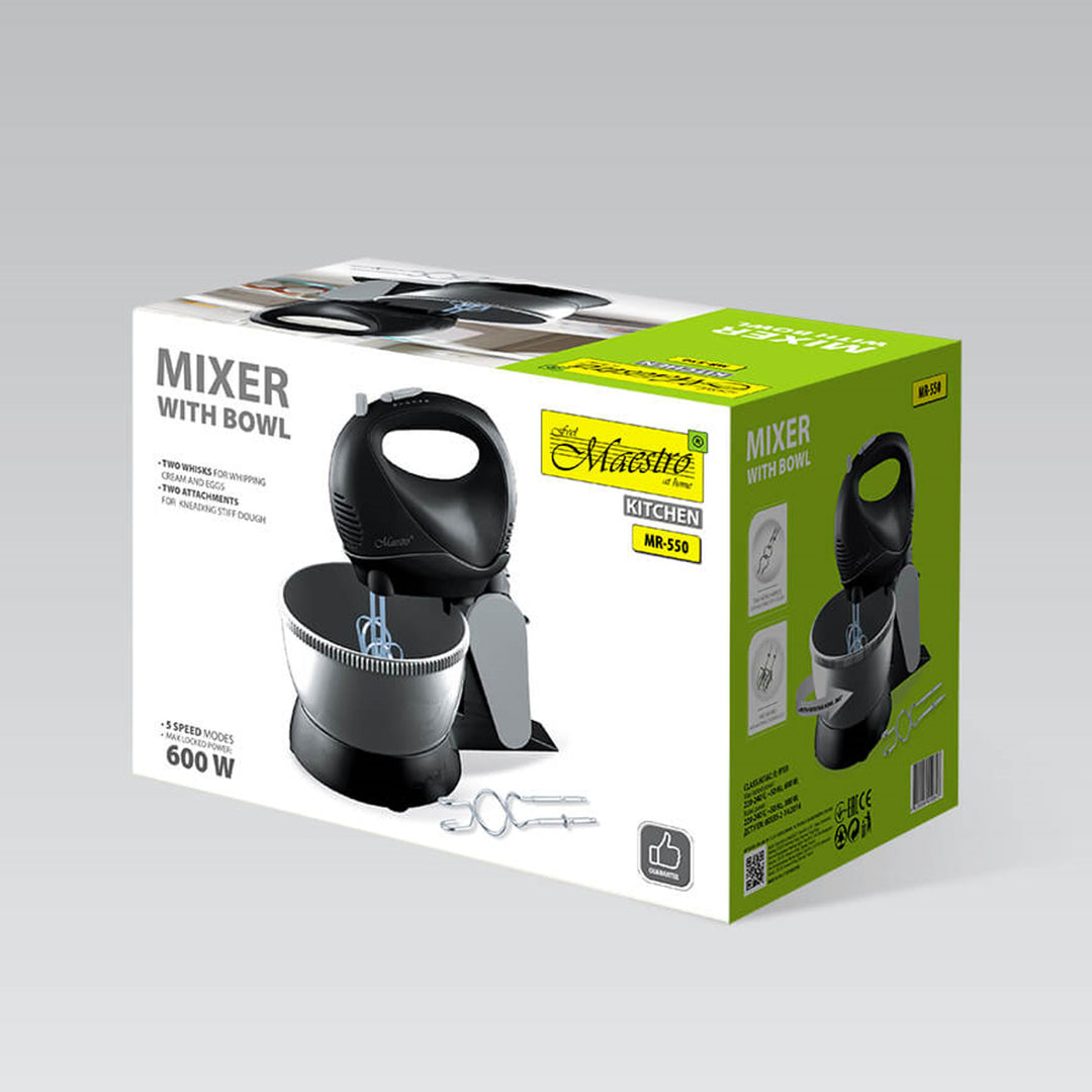 Maestro MR-550 - mixer met roterende kom - 5 snelheden, Turbofunctie - 600W - zwart