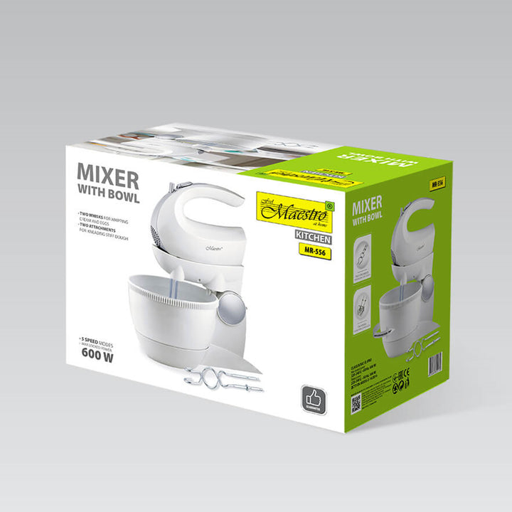Maestro MR-556 - mixer met roterende kom - 5 snelheden, Turbofunctie - 600W - Wit