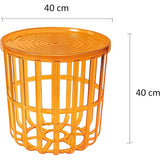 BranQ - Bijzettafel - Salontafel - Rond - Met opbergmand - 40 x 40 x 40 cm - Honing Gold