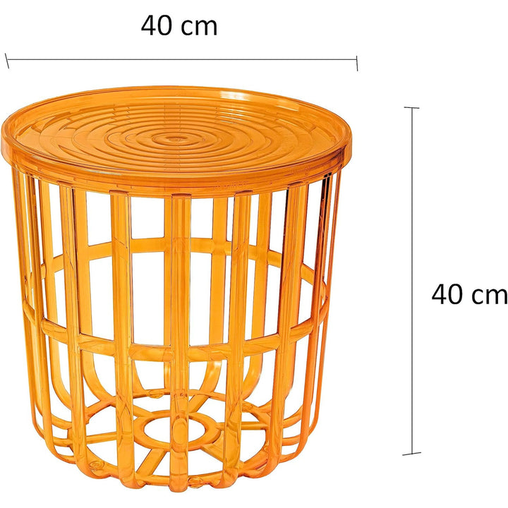 BranQ - Bijzettafel - Salontafel - Rond - Met opbergmand - 40 x 40 x 40 cm - Honing Gold