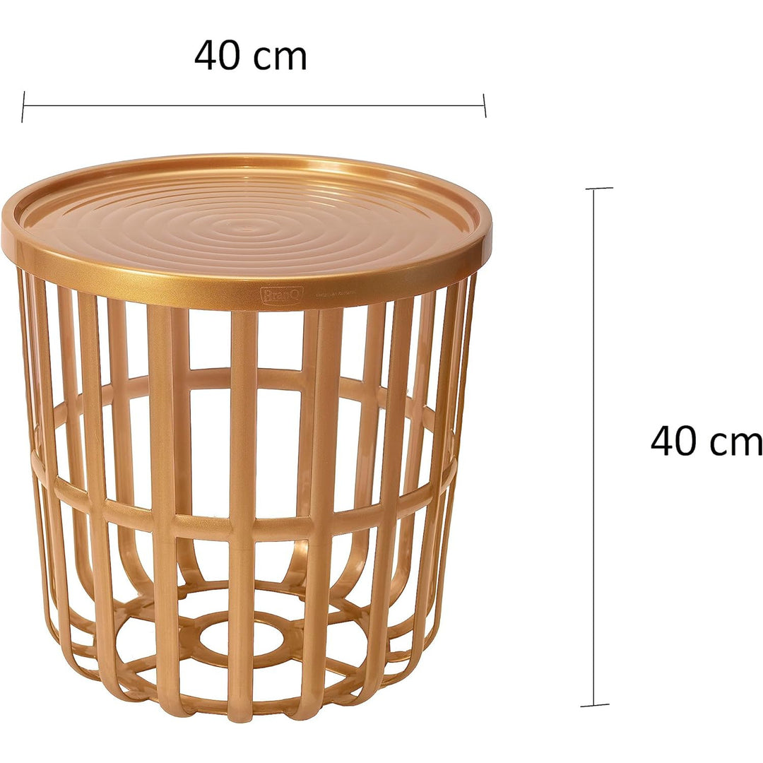 BranQ - Bijzettafel - Salontafel - Rond - Met opbergmand - 40 x 40 x 40 cm - Gold