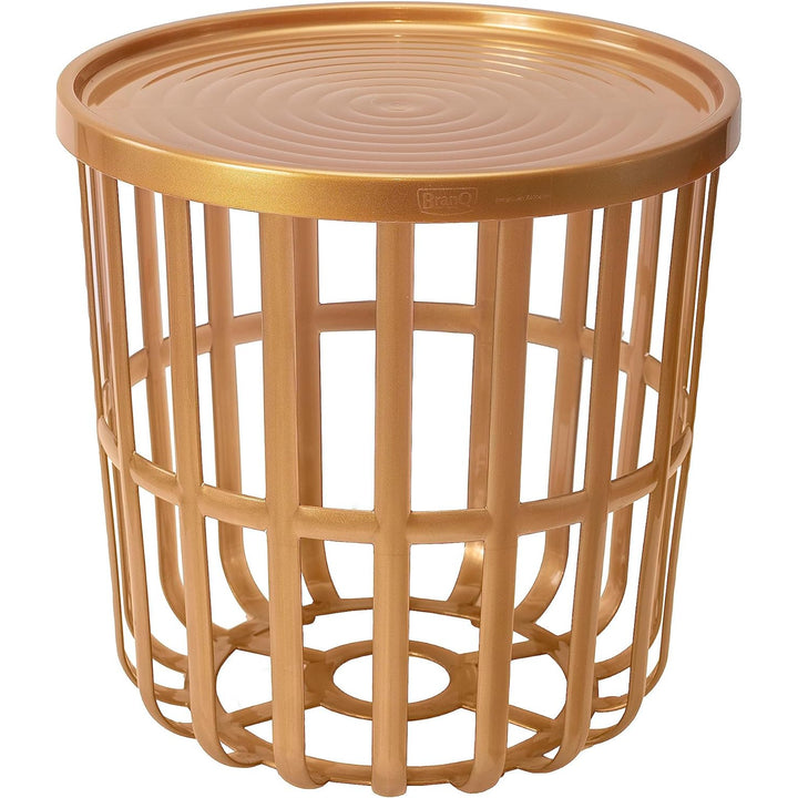 BranQ - Bijzettafel - Salontafel - Rond - Met opbergmand - 40 x 40 x 40 cm - Gold