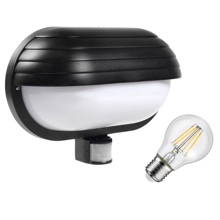 Maclean - Buitenmuur wandlamp met bewegingssensor + 6W LED lamp - max. 60W, 180°