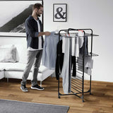 Vileda Mixer 3 Ultieme Toren Droogrek Wasdroger staand Droogoppervlak 30 m Drooglijnlengte 3 Niveaus met Wielen Opvouwbaar en Ruimtebesparend 71 cm x 93 cm x 131 cm Zwart