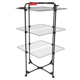 Vileda Mixer 3 Ultieme Toren Droogrek Wasdroger staand Droogoppervlak 30 m Drooglijnlengte 3 Niveaus met Wielen Opvouwbaar en Ruimtebesparend 71 cm x 93 cm x 131 cm Zwart