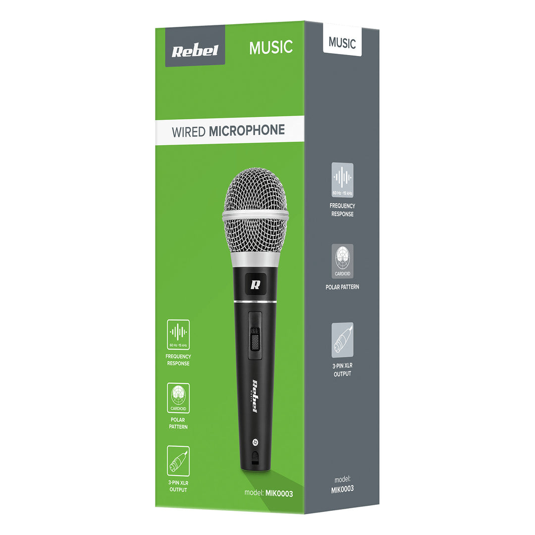 Dynamische microfoon Rebel DM-604 + koffer, kabel XLR - Jack 6,3 mm